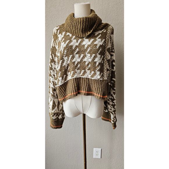 Free People Olive Green Jupiter Oversized Slouchy Turtleneck‎ Pullover Sweater S - Picture 2 of 6